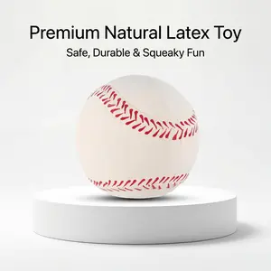 Latex Squeaky Sports Ball Dog Toy Set (2 Pack) | Bite-Resistant Interactive Chew Toys with Built-in Squeaker | Football & Baseball Puppy Teething Training Fetch Toys for Small Medium Dogs Indoor Outdoor Play