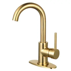Kingston Brass  Fauceture Concord Single-Handle Bathroom Faucet with Push Pop-Up, Brushed Brass
