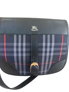 Pre-owned BURBERRY Canvas Shoulder Blue Multicolor Novacheck Bag