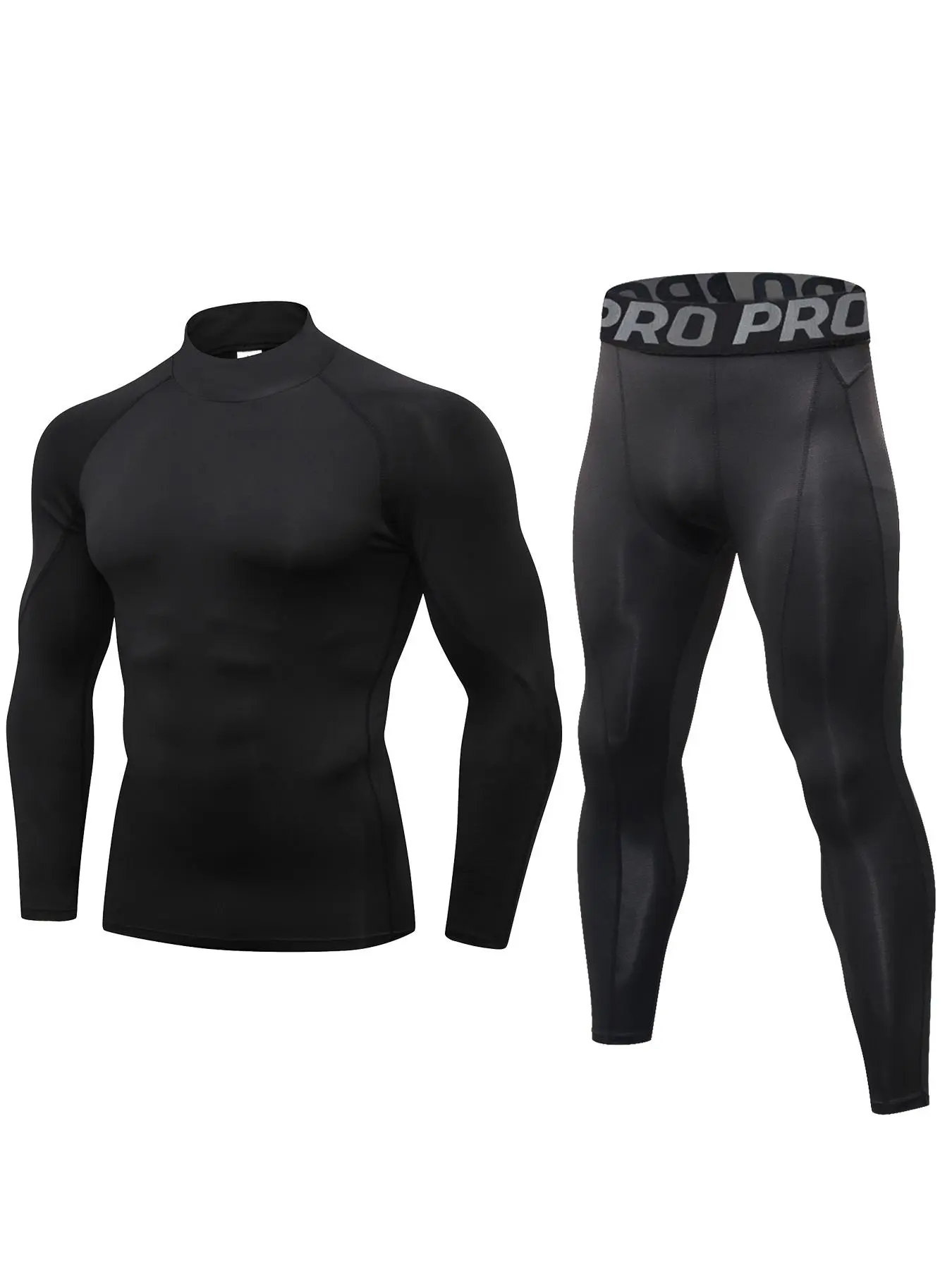 Mens Thermal Underwear Set Long Sleeve Compression Top and Long Johns Thermal Base Layer Bottom Compression Pants for Running Cycling Skiing in Winter Sports Clothing Underwear