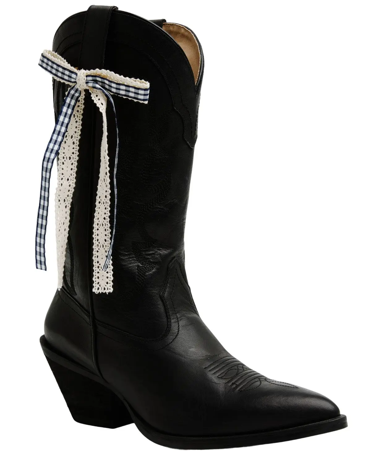 Shyanne Women's Women'S Gingham Lace Boot Bow - Aa667-Blue