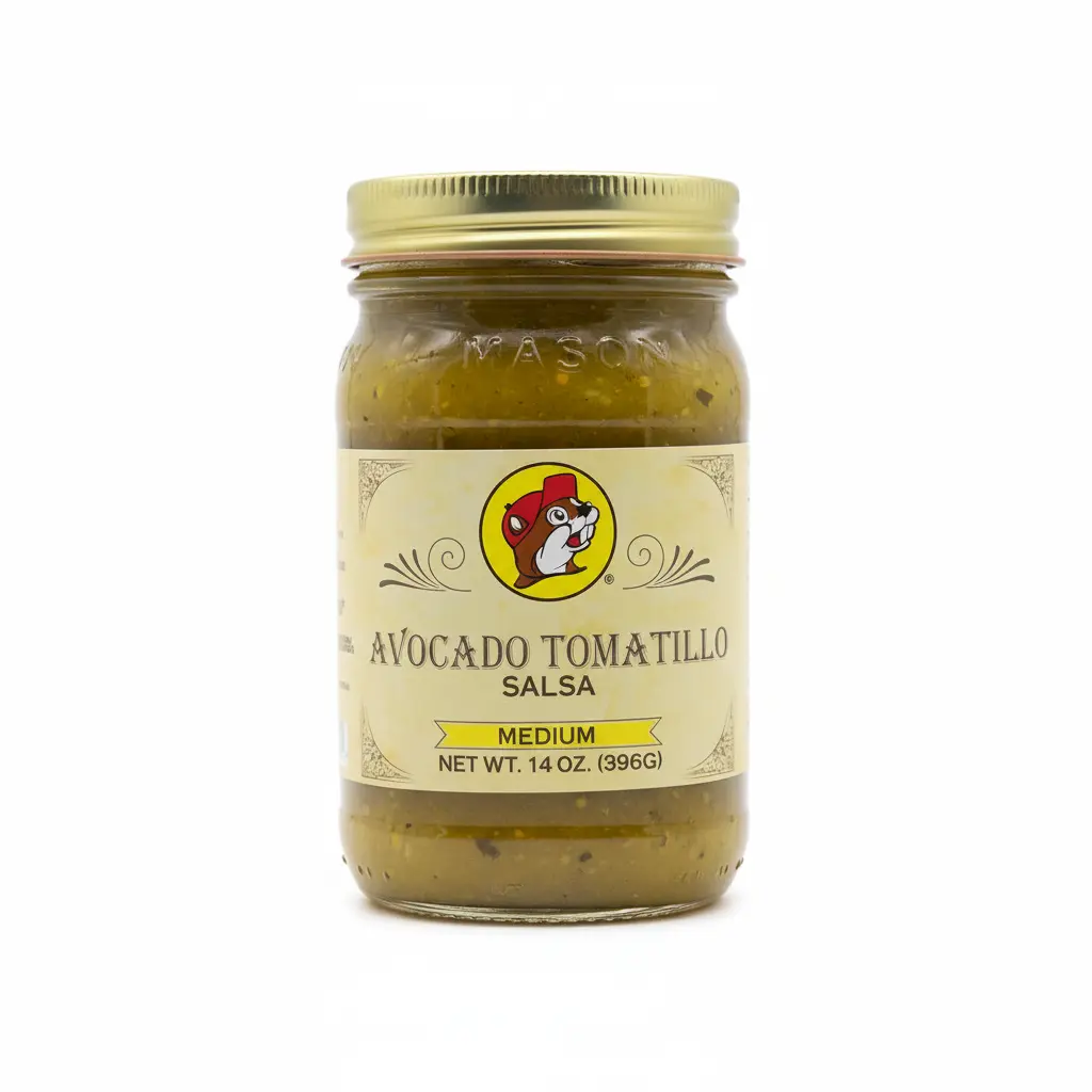 Buc-ee's Avocado Tomatillo Salsa - Medium Flavor Ambient Creamy & Tangy Cooking Sauce with Ripe Avocado, Fresh Tomatillos, Jalapeño for Tacos, Dipping Chips
