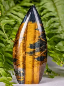 1 Unique Blue and Yellow Tiger Eye Crystal Teardrop - Water Drop, Unique Crystals, Home and Office Decoration, with Irregular Cracks and Crystal Caves, Polished Hexagonal, Stone Enthusiast Collection Favorite, Perfect Holiday Gift