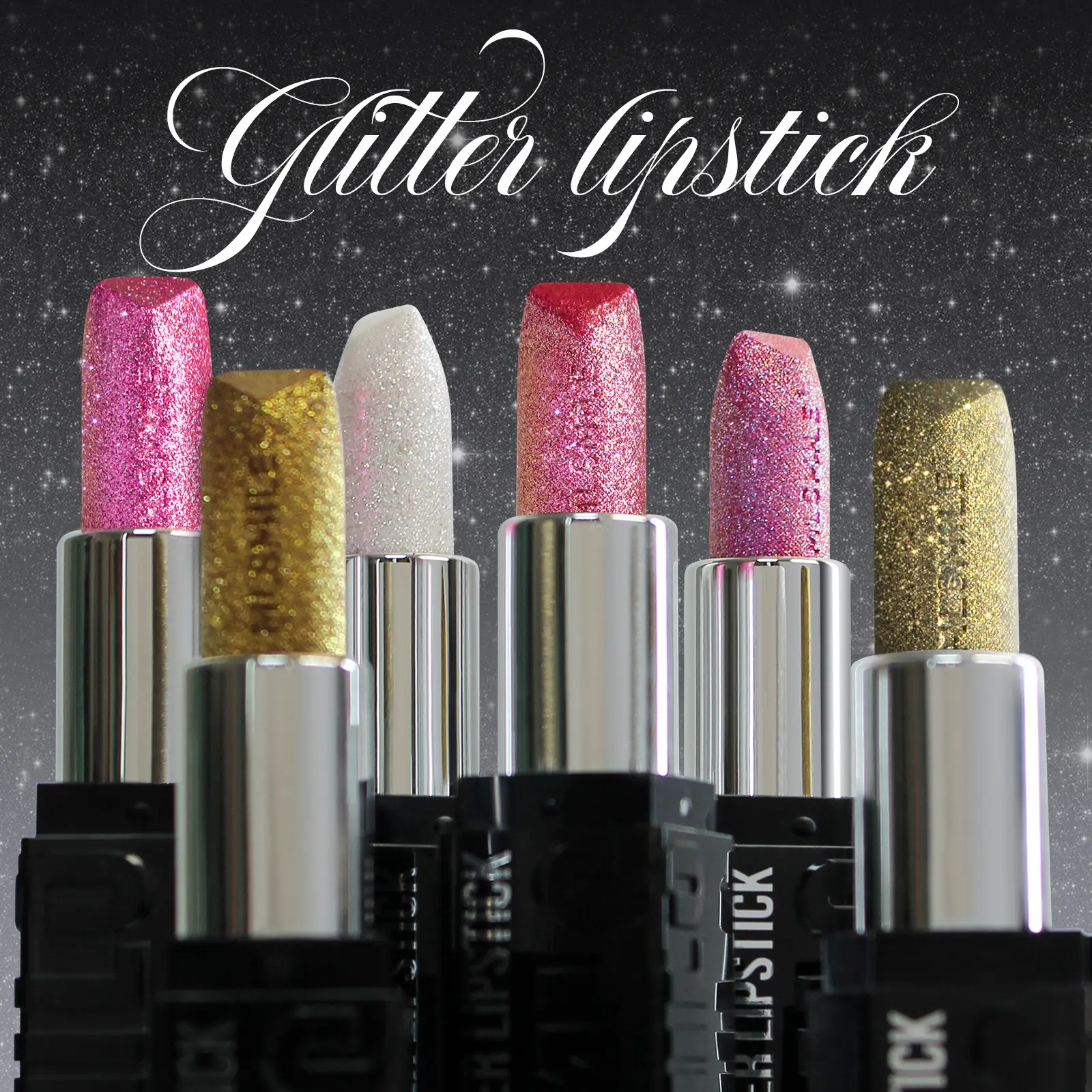3-Pack Glittery Diamond Lipstick Set, Metallic Makeup Lipgloss, Non-Sticky, Waterproof, Glossy Lip Cosmetic Lipgloss Makeup