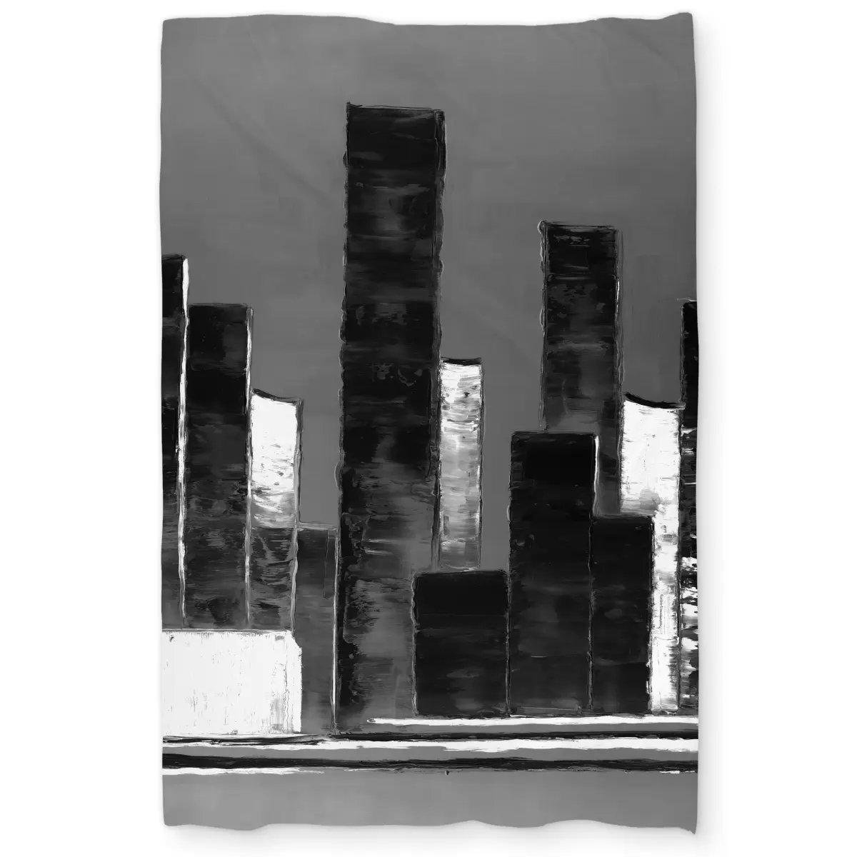 Begin Home Decor C1DCTSW0SI89VN Abstract Black & White Buildings Twin Size Duvet Cover - Cities Bedroom Decor