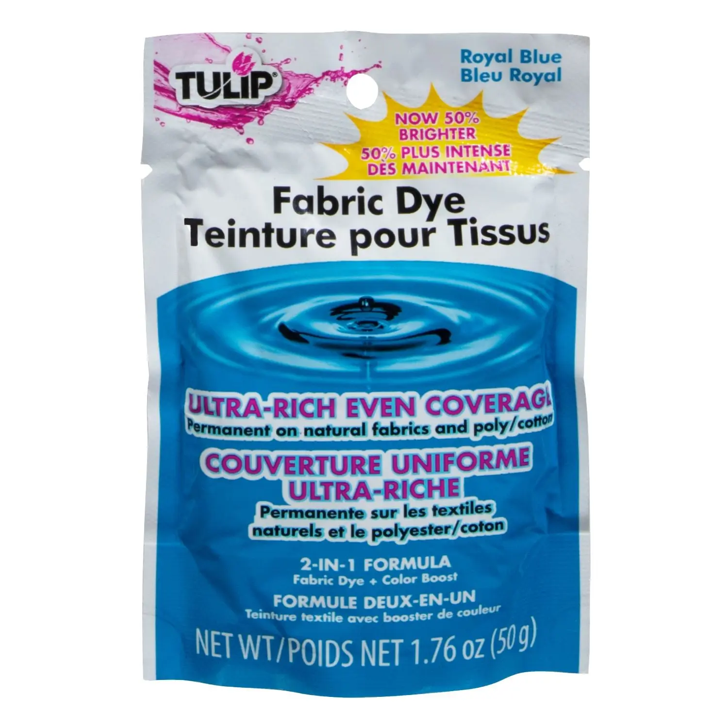 Tulip Permanent Fabric Dye Powder, Royal Blue - Nontoxic, Hot Water Activated, Suitable for Natural Fibers, Linen, Rayon, Ideal for Re-Dyeing (Textiles & Sewing Supplies)