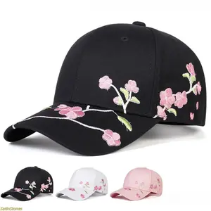 Women’s Baseball Cap, Daily Casual Fashion Headwear, Versatile Stylish Peaked Sun Hat With New Spring Summer Styling And Exquisite Embroidered Peach Blossom Pattern for Daily Outdoor Wear, Travel And Casual Daily Styling