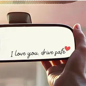 2 pcs I Love You Drive Safe Rearview Mirror Sticker Decal for Car & Truck - Waterproof Vinyl Safety Decoration for Enhanced Visibility and Aesthetics