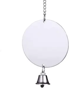 Hanging Bird Mirror Toy with Bells for Parakeets, Cockatiels, Conures, Lovebirds, Finches, and Canaries - Engaging Cage Swing Play Accessory (Bird Mirror with 1 Bell)