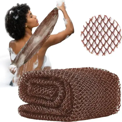 Authentic African Net Sponge Shower Body Scrubber - Unscented Nylon Fiber Exfoliating Personal Self Care Accessory for Adult Dead Skin Smoothing, Daily Bath Use