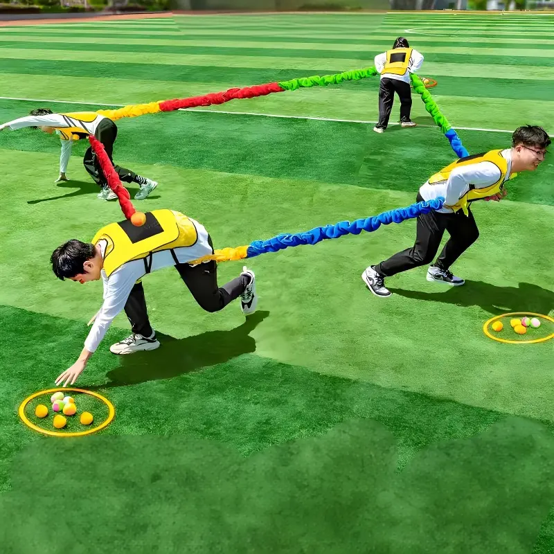 Party Game Pull Rope, Fun, Colorful Elastic Running Rope, Tug of War Rope for Team Building & Competition, Indoor & Outdoor Use, Elastic Resistance Band for Parentchild Team Games