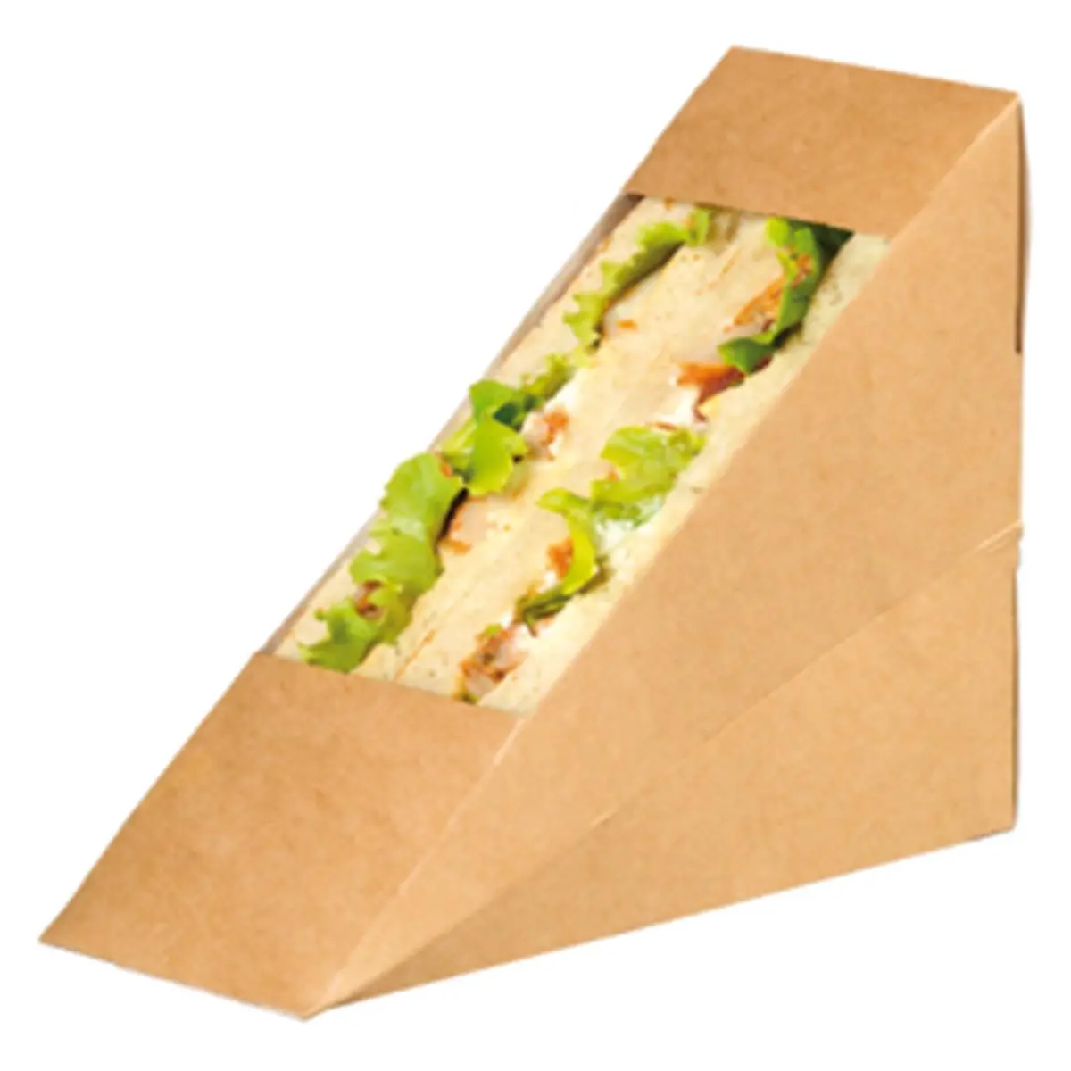 Packnwood 209KCK5212 Kraft Sandwich Wedge Box with Window - 4.84 x 2.05 x 4.84 in.