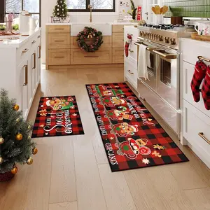 Gingerbread Man Pattern Kitchen Mat, 1 Count Non-slip Washable Carpet, Decorative Boho Area Rug for Home Living Room Bedroom Kitchen