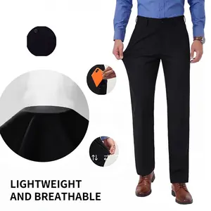 Men’s high-stretch casual dress pants — lightweight, breathable summer trousers for men; formal business long pants; wrinkle-resistant golf sports pants; loose straight-leg men’s trousers