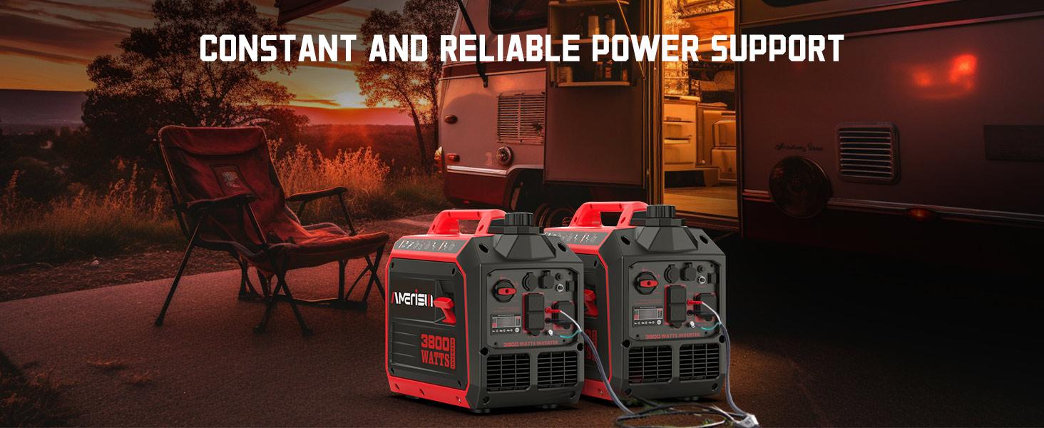 AMERISUN 3800W Portable Inverter Generator, Hurricane season, Outdoor Generator, Gas Powered, Long Runtime Gas Generator for Camping, Tailgating, Home Emergency Use, EPA Compliant(AL5035C), generators for house power
