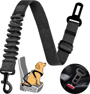 Upgraded Dog Seat Belt, Adjustable Pet Car Harness for Small Medium Large Dogs and Cats, Durable Reflective Pet Vehicle Safety Belt, with Elastic Nylon Buffer, Perfect for Travel and Daily Use (Black)
