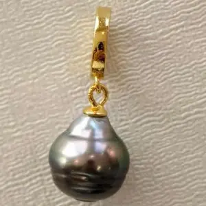 Tahiti Universal Clasp Pendant | 9-10mm Deep Green Seawater Pearl | S925 Silver