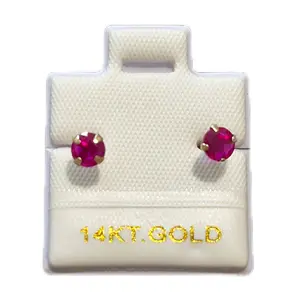 14K Real Gold 4mm Zirconia Earring Studs, Multi-Color Options, Suitable for Adults