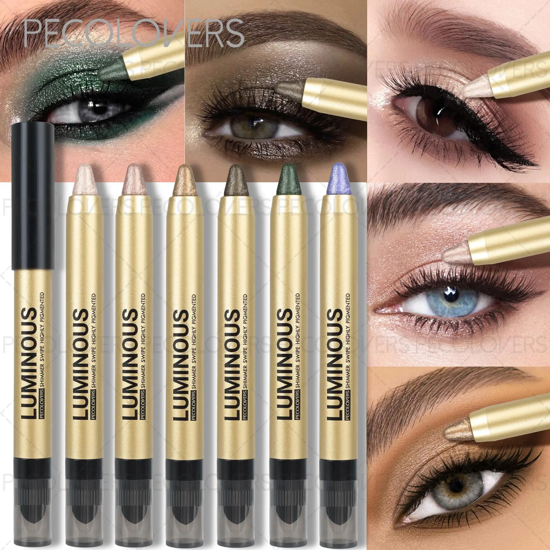 2-in-1 Eyeshadow Stick,Smudge-Proof Eye Shadow Pencil, Glitter Shimmer Eyeshadow, Easy-to-Apply,Ideal for Eye Brightening & Definition