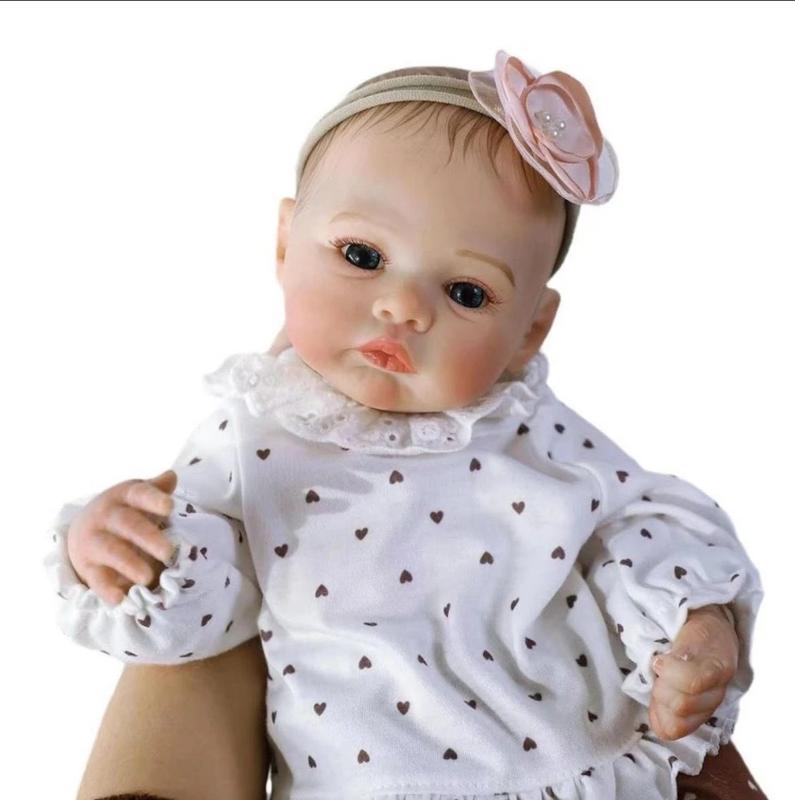 Lovely Reborn Baby Dolls Eyes Awake 19 inch 48cm Real Vinyl Baby Realistic Newborn Baby Dolls Soft Cloth Body Adorable Real Life Baby Doll Toy for Kids Age 3+