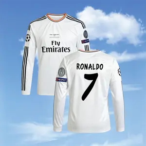 13-14 Home White Ronaldo #7 Long-Sleeve Soccer Jersey
