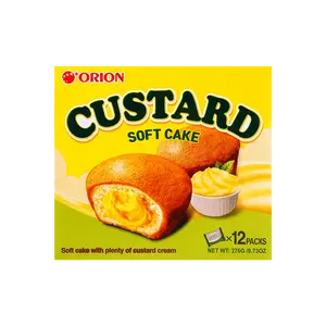 2Packs ORION Korean Egg Yolk Cream Cake - 12 Pieces Each, 276g/Pack - Delicious Snack Treat