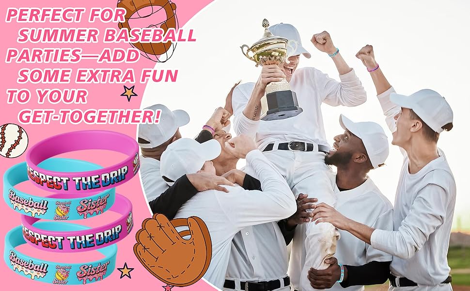 36 Pcs Baseball Softball Silicone Wristbands Set Sports Team Spirit Bracelets for Summer Party Game Day Favor Gift