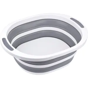Collapsible Dishpan 7.5L Plastic Sink Dish Basin Cutting Board Foldable Food Tub for BBQ Picnic Camping Portable Washing Dishes Basket Space Saving Gray