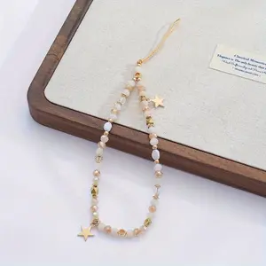 Minimalist Elegant-Style Crystal & Star Charm Phone Chain, 1 Count Cute Wrist Accessory for Phones Cameras Keys, Stylish and Exquisite Design Phone Strap, Cell Phone Charm