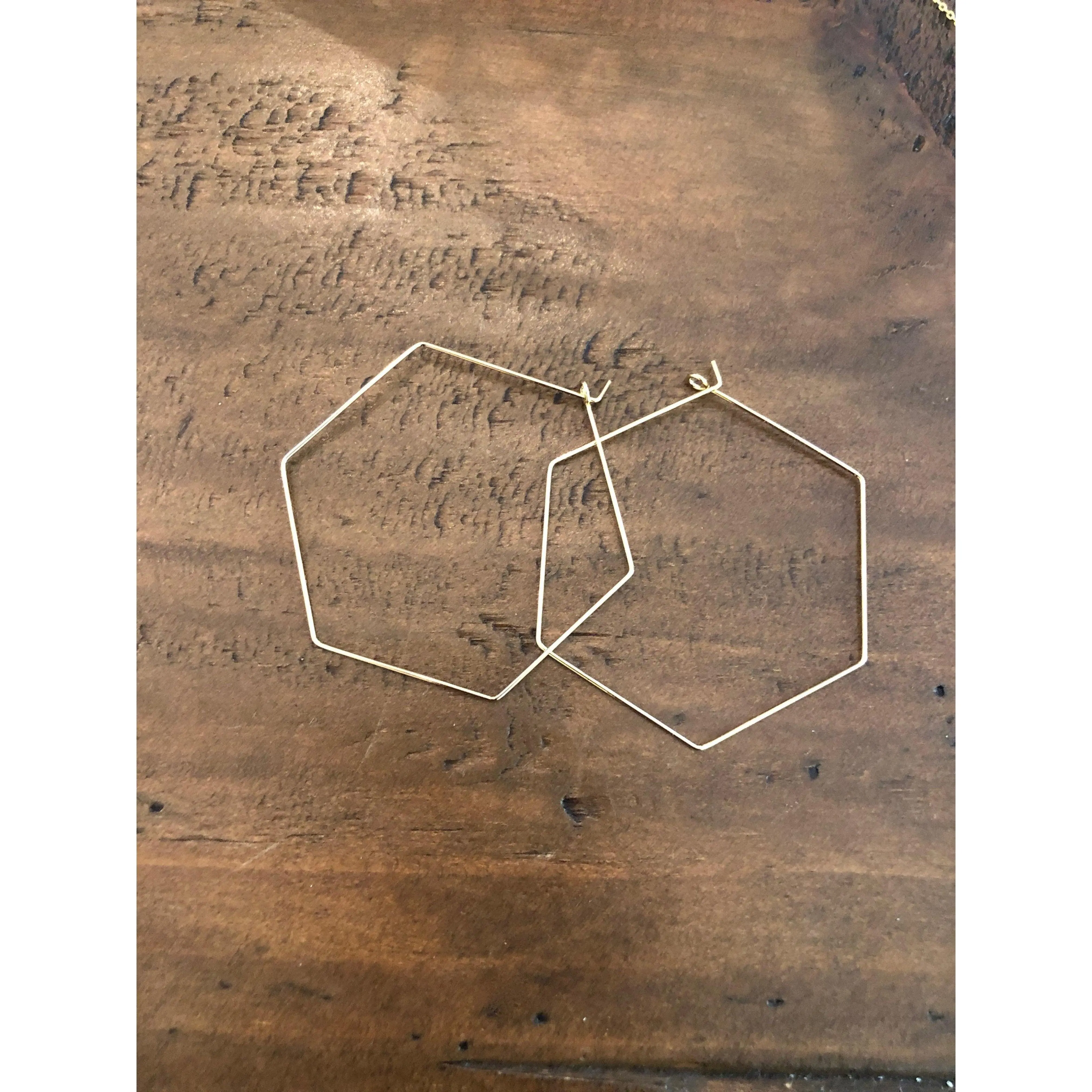 large geometric hexagon hoop earrings