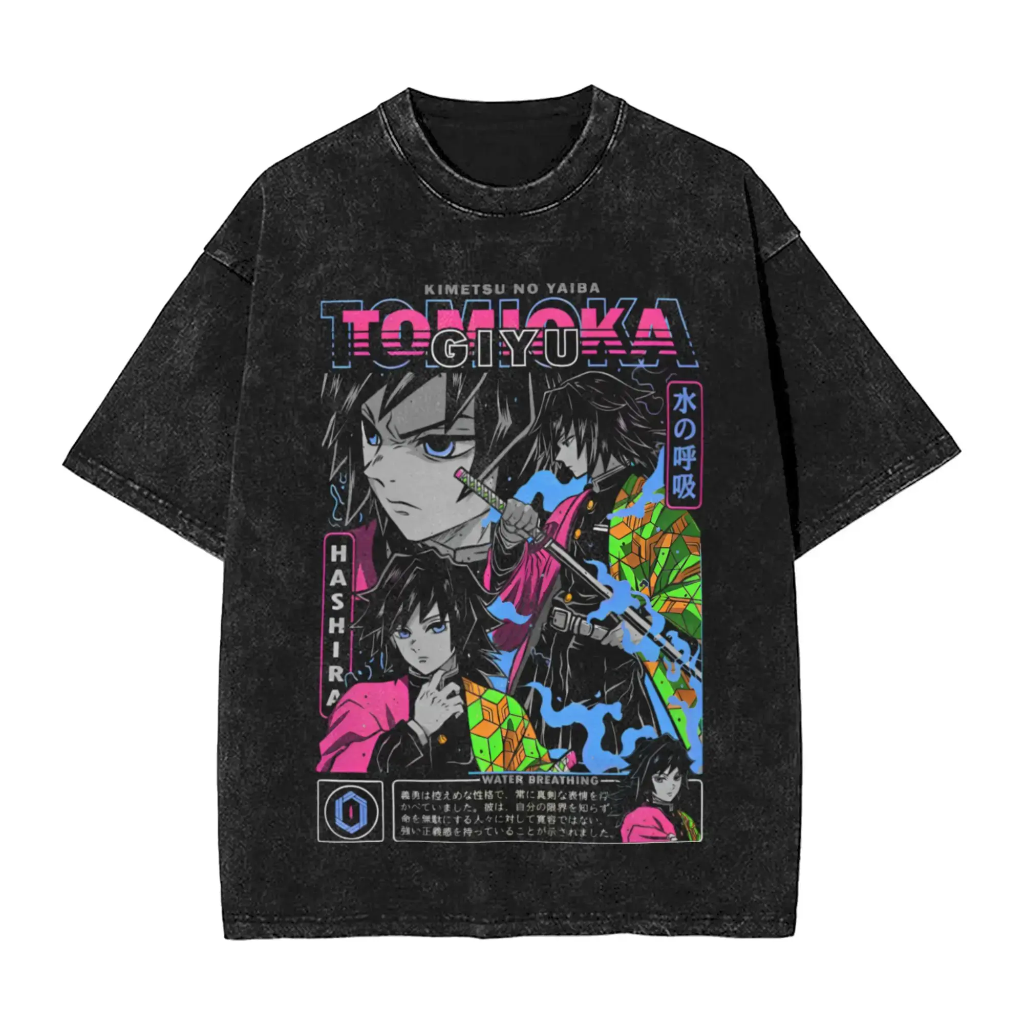 Valentine Shirts Demon Slayer Anime Tomioka Giyuu Peripheral Washed T-shirt Summer Men's & Women's Y2K Loose Casual Harajuku Short Sleeved Top in Premium Cotton  merch