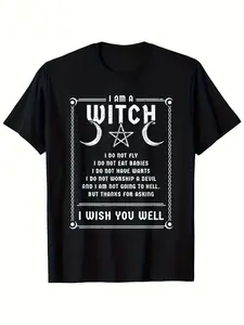 Men's & Women's Funny Witch Gothic T-Shirt - Sarcastic Wiccan Humor with Witch Coven Sayings - Heavyweight 220GSM Cotton Retro Round Neck Tee - Gothic Font & Witch Design for Wiccan Themed Events & Casual Attire