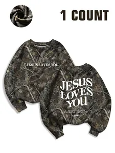 Men's Full Body Tree Branch Leaf Print Fitted Round Neck Long Sleeve Sweatshirts, Text Print, Religious Faith Perfect Christian Boy Top, Casual Streetwear Fashion Garment