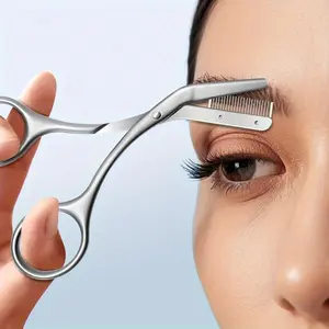 Professional Stainless Steel Eyebrow Scissors with Comb - Precision Trimming, Ambidextrous Design, Includes Storage Bag, for Men & Women, Perfect for Exact Shaping, Eyebrow Scissors