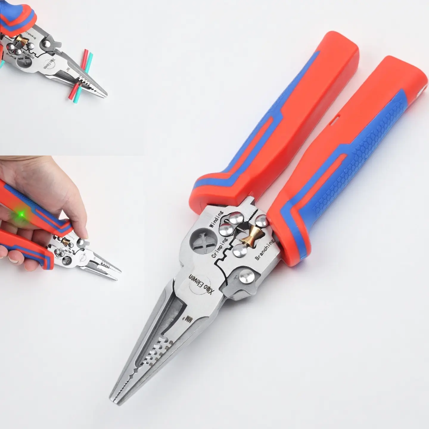 8-in-1 Stainless Steel Smart Electrician Pliers - Specialty Hand Tool with Insulated Grip, Voltage Tester, Continuity Detector, Wire Stripper, Crimper