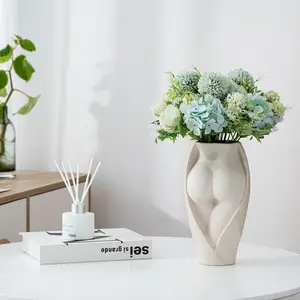 Artistic Human Body Ceramic Vase, Modern Sculpture Flower Holder for Home Decor – Unique Table Centerpiece for Living Room, Bedroom, Office ellipse