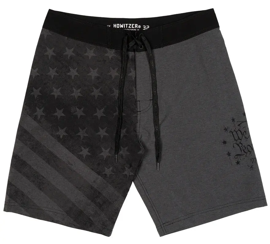 Howitzer Men's American Freedom Patriotic Swim Trunks, Polyester Casual Boardshorts with 11" Inseam and Back Pocket, Men's Swim Trunks