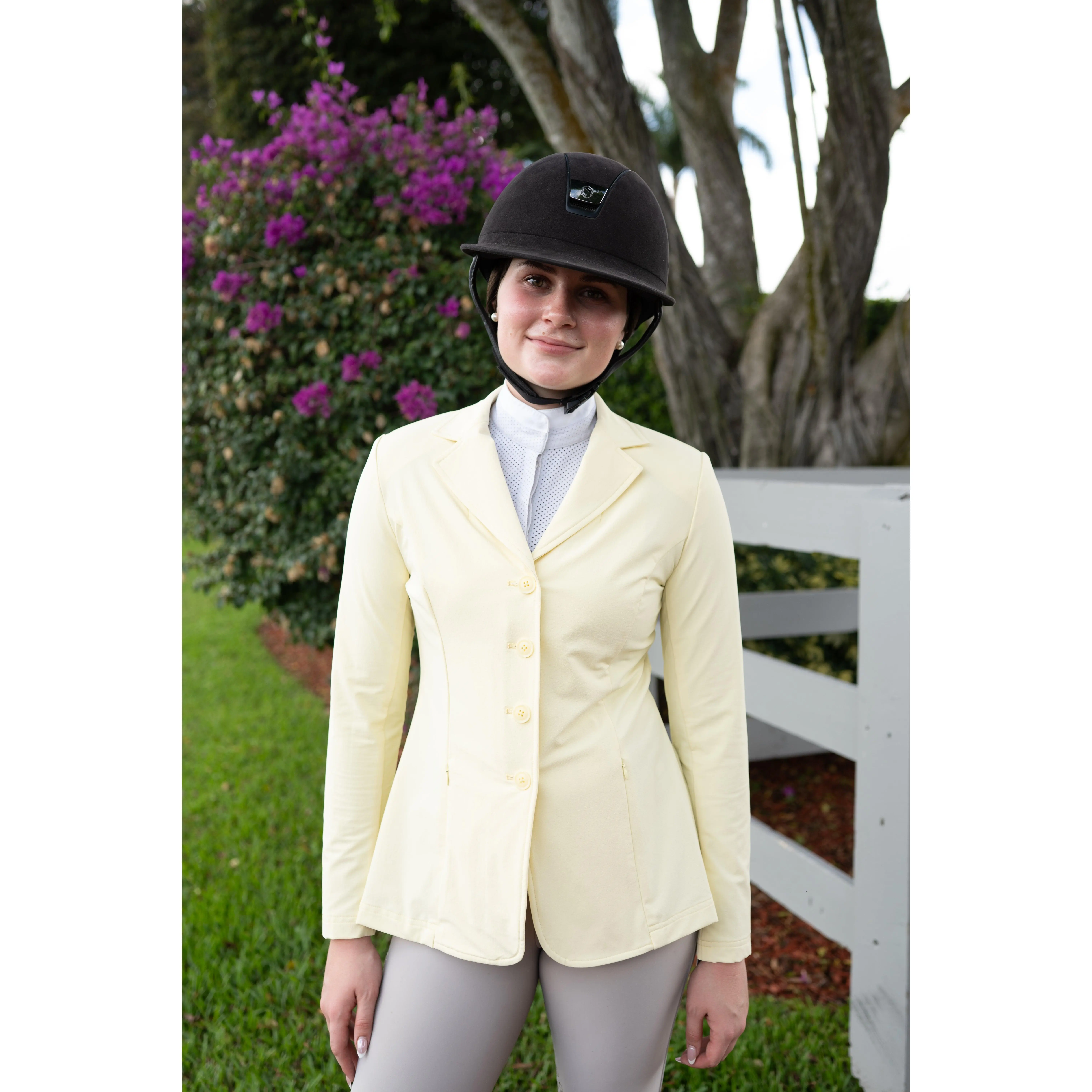 Grand Prix Quinn Show Jacket, 4 Button Front with Hidden Zipper Closure, Butter