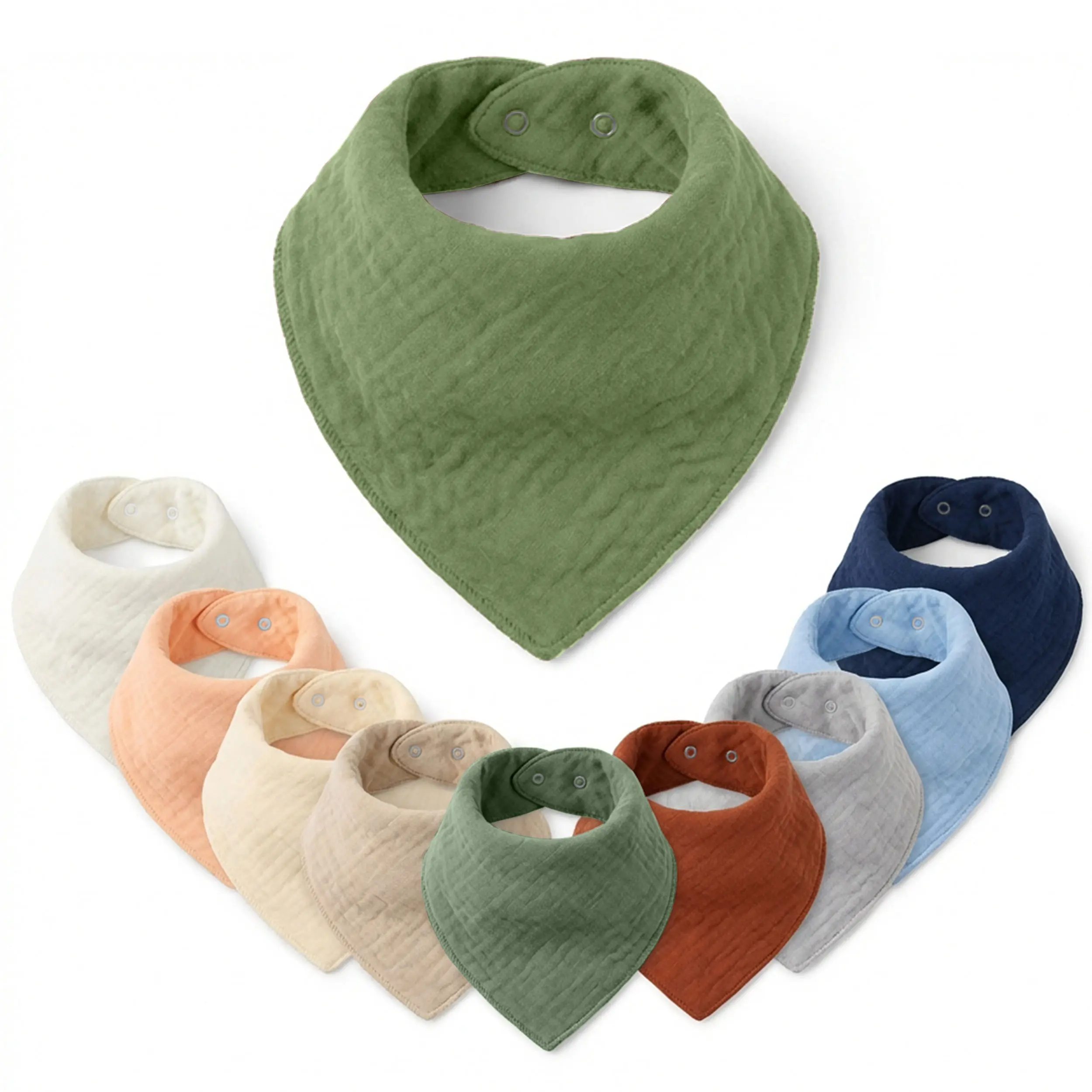 Baby Bandana Bibs 10 Pack, 100% Cotton Muslin Drool Bibs, Highly Absorbent Bibs for Teething Drooling and Feeding, Adjustable Snaps for Newborn to Toddler, Bandana Bibs for Boys Girls, Soft Bibs for Sensitive Skin