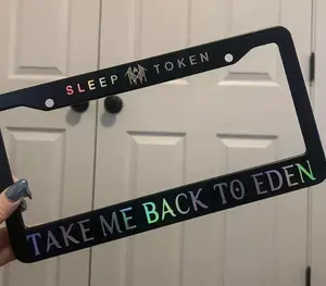 Sleep Token Take Me Back To Eden Retro License Plate Frame, Car Accessories 100% Aluminum, US Made, Easy Install, Durable Design, Car Accessories, Gift for Car Lovers, Fashion Car Decor, Gift for Fans