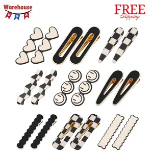 18 Pcs Hair Clips for Women Girls, Black White Checkered with Storage Box
