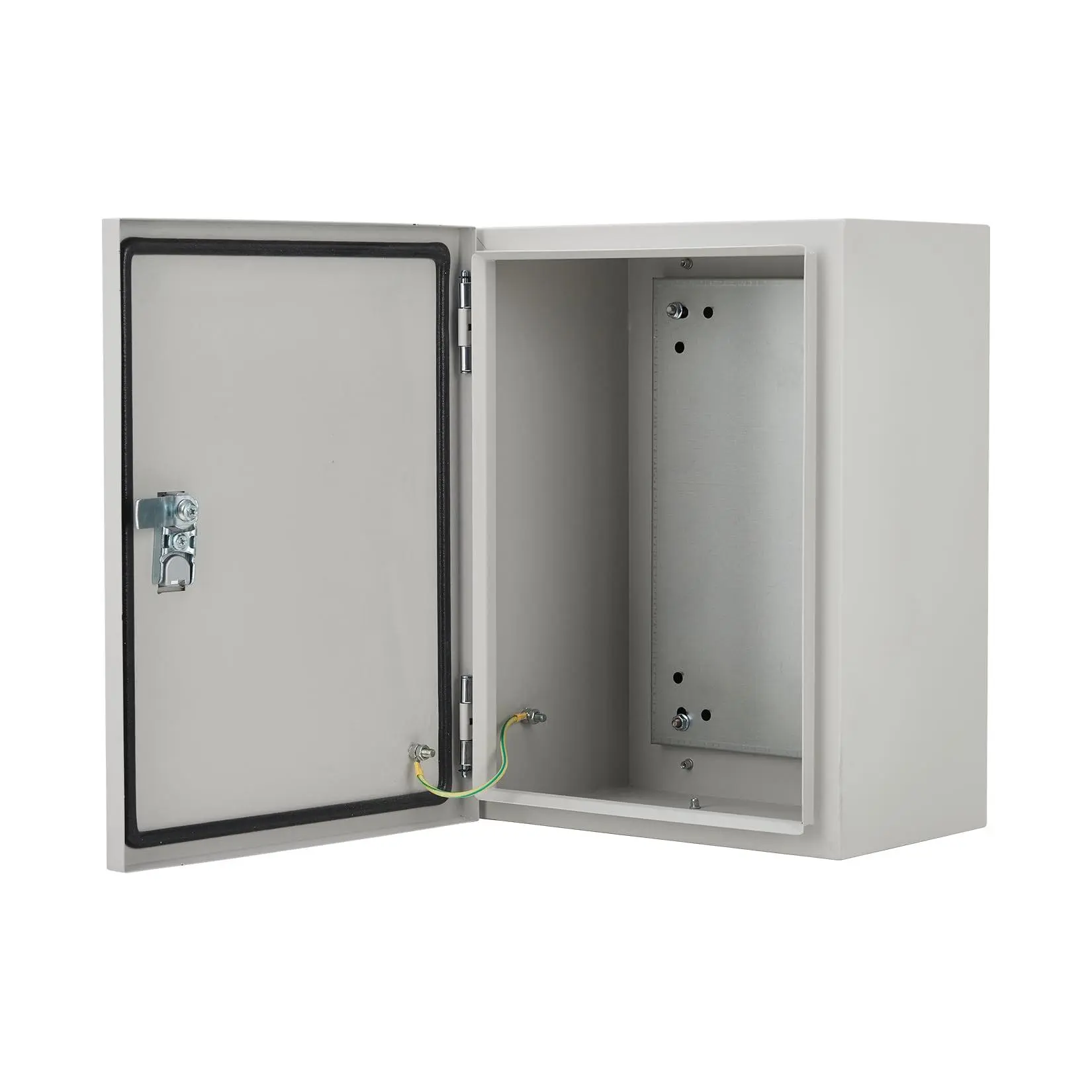 Electric Outdoor Box 12 x 10 x 6 Inches in Stainless Steel - NEMA 4X/IP66/IP67 - Waterproof Dustproof - Cabinet with Lock and Plate - Indoor/Outdoor - Grey - White