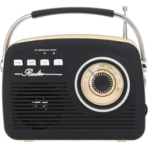 Supersonic SC-1201BT Retro Portable Bluetooth Speaker with Vintage Vibes, AM/FM Radio Black