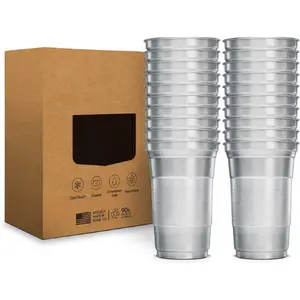 20 Ounce Reusable Aluminum Party Cups Stealth Design Cold Holding Recyclable Made in USA 90% Recycled Stackable for BBQs Weddings Tailgates