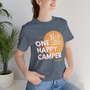 One Happy Camper T-Shirt, Camping Graphic Tee Shirt, travel Gift For Nature Lovers