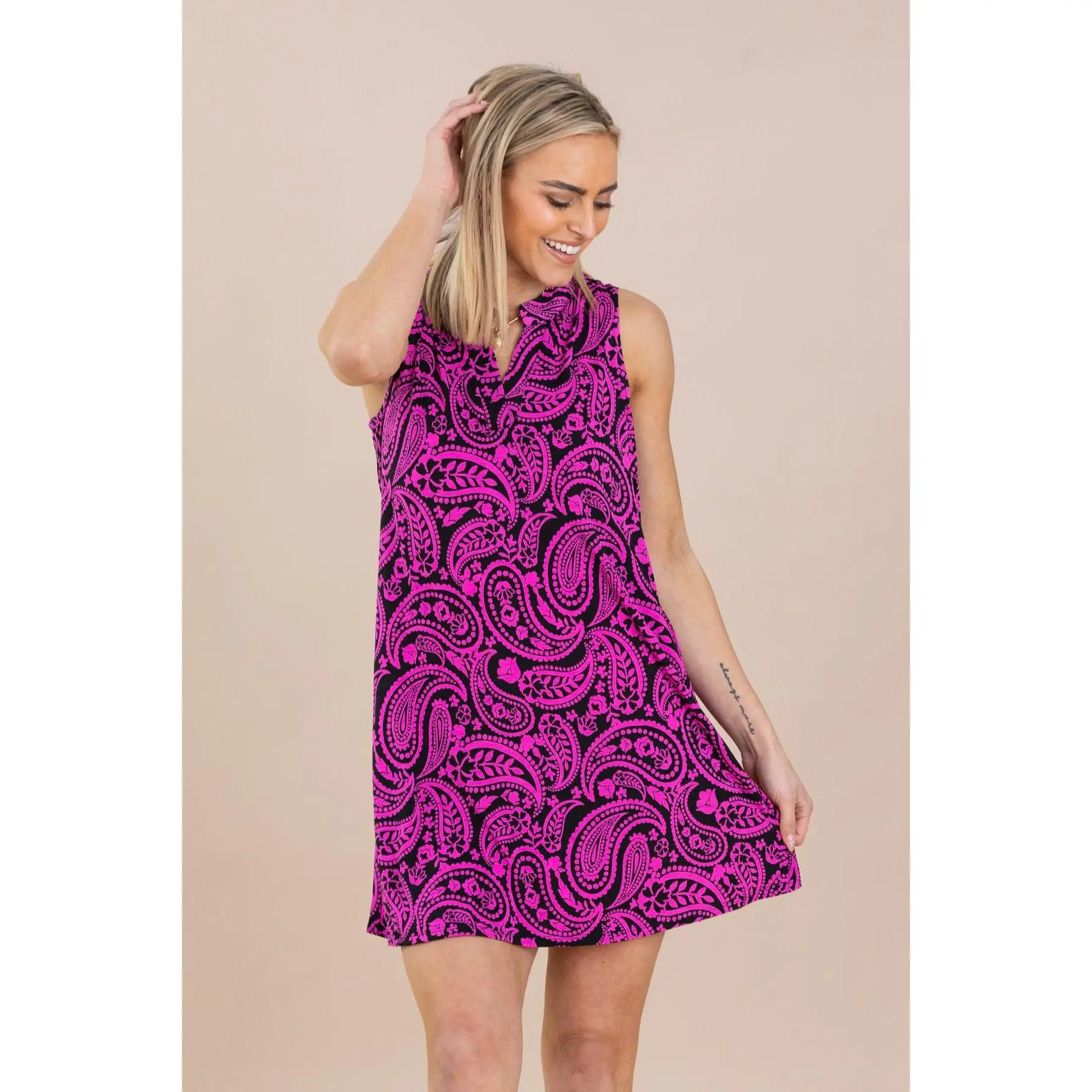 knee length dresses for ladies Really Wild Clothing Liberty Print Ruffle Front Dress Orange Pink Floral  from Hamilton Hatt
