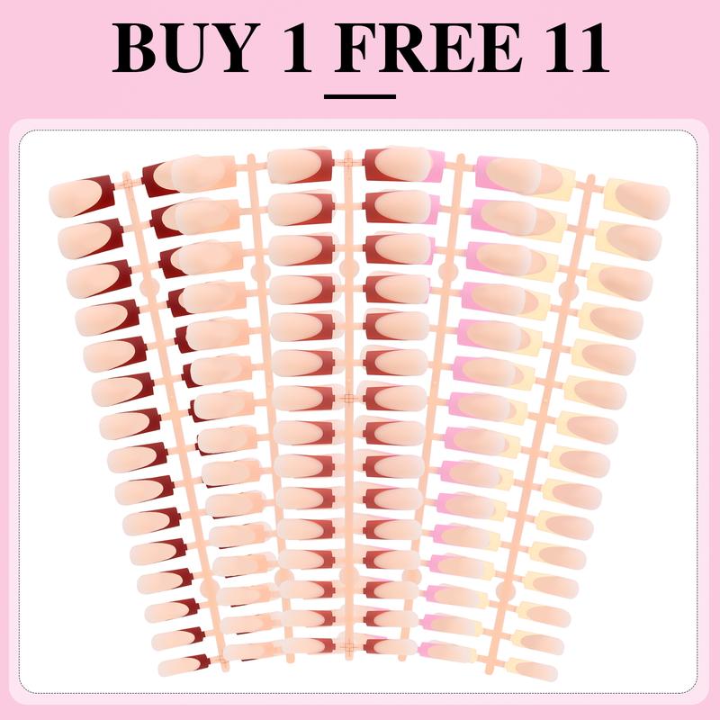 NOVANAILS French Tip Press On Kit 150Pcs Medium Square Skin Tones Gel Nail Tips Starter Kit for Gift and Nail Art DIY,Decorations Rhinestone Art Glue with Brushes Nude Acrylic Powder