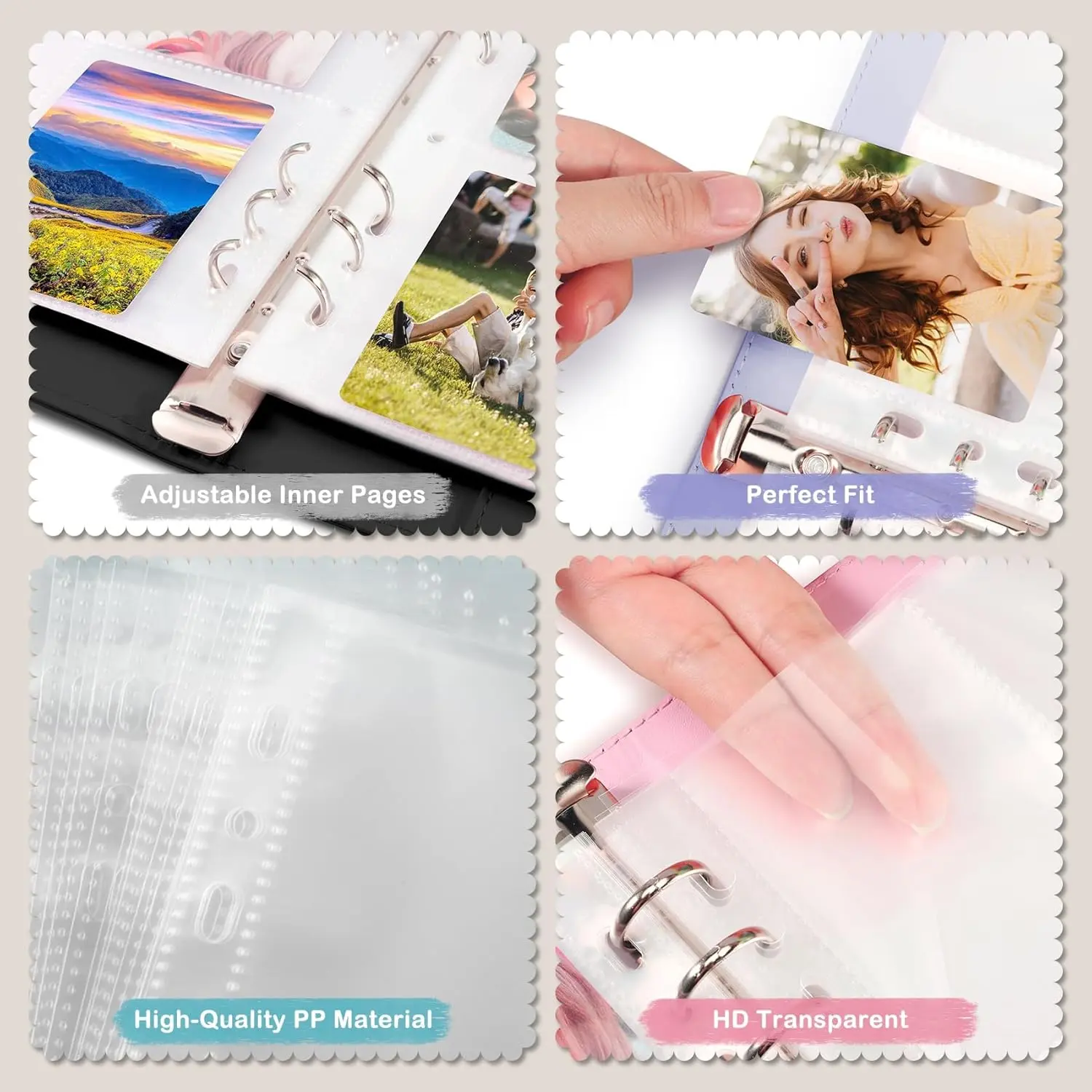 A5 Kpop Photocard Binder with 30 Pack 4-Pocket Card Pages, 6 Ring A5 Binder  Card
