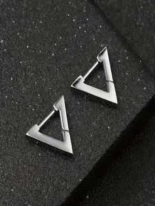 Stainless Steel Triangle Geometric Hoop Earrings, Eye-Catching Fashion Accessory, Perfect Gift for Stylish People, All Seasons Wear