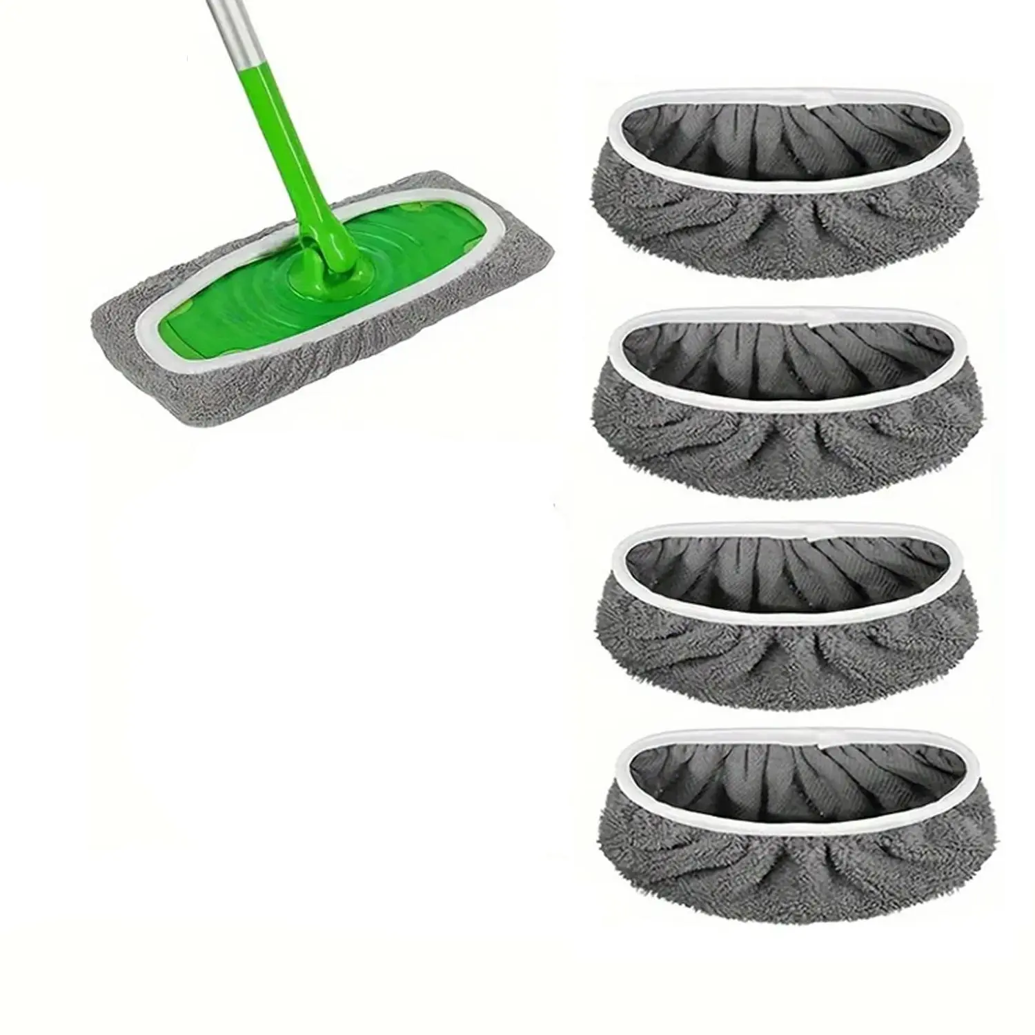 Reusable Mop Pad Set, 5 Washable Pads, Dual Use Dry Wet Design, Hardwood Floor Protection, Precision Fit Flat Mop Cover, Cleaning